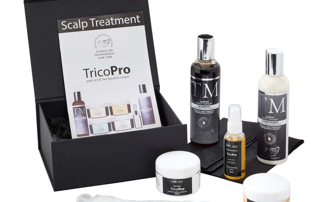 TricoPro Keratolytic Scalp Treatment Pack 1x 50ml Scalp Soothing Lotion 1x 100ml Juniper Keratolytic Scalp cream 1x 100ml Reconditioner 1x 250ml TM Juniper Therapy Shampoo 1x 250 ml TM Juniper Therapy Conditioner 1x Pair of disposable gloves 2x Dispensing spoons 1x Instruction leaflet